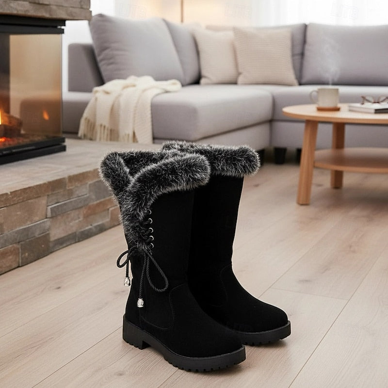 Gelvone | Damen Winterstiefel Kniehohe Stiefel mit Fell - Camel - Image 7