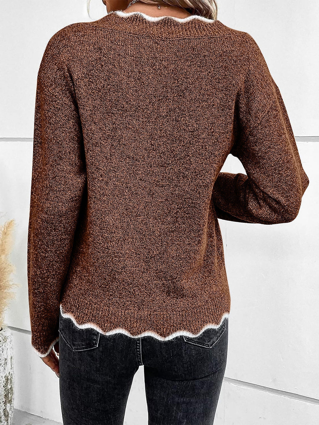 Gelvonne | Damen Feinstrickpullover V-Ausschnitt - Light Blue - Image 5