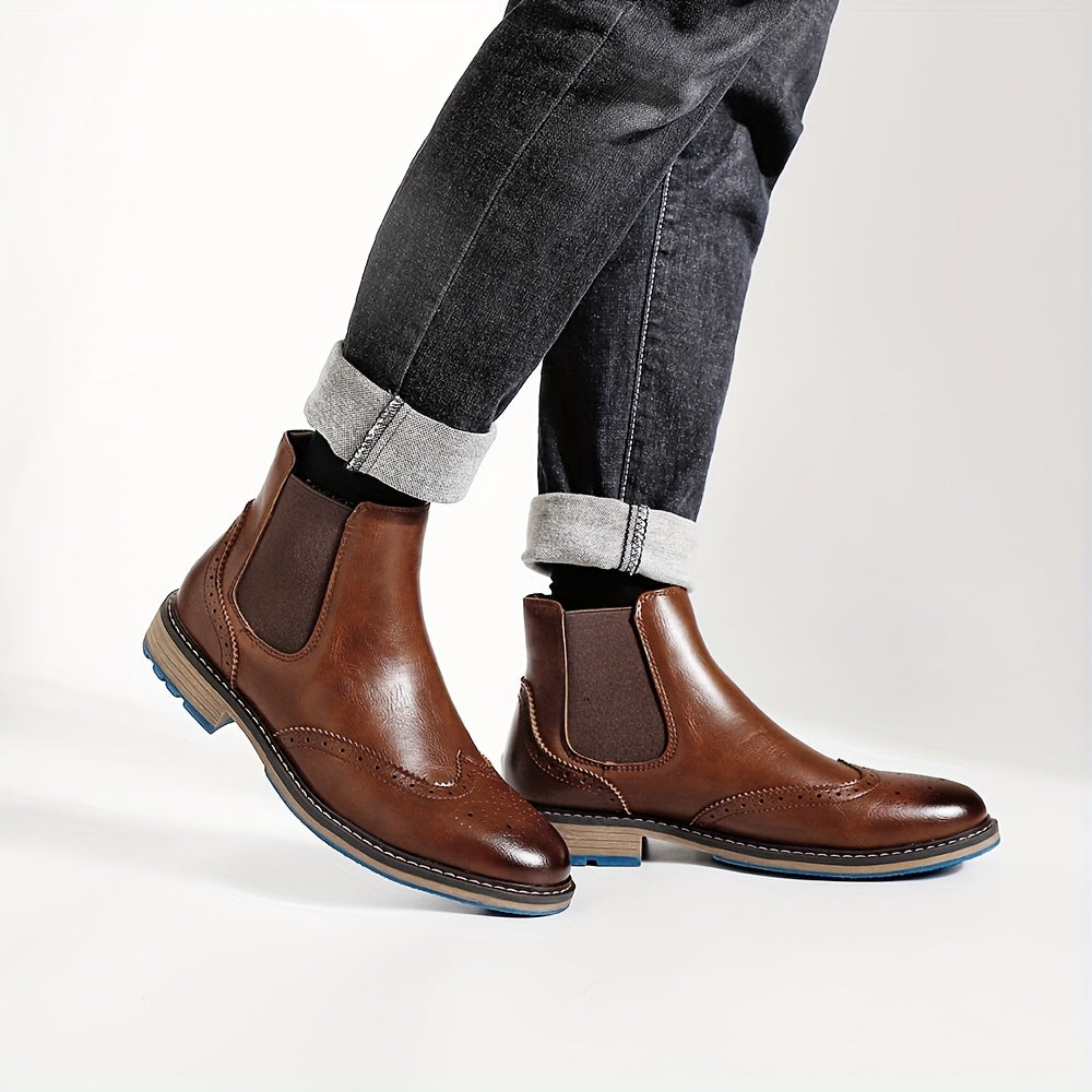 Gelvorn | Herren Stiefeletten Chelsea Boots mit Broguing - Black - Image 11