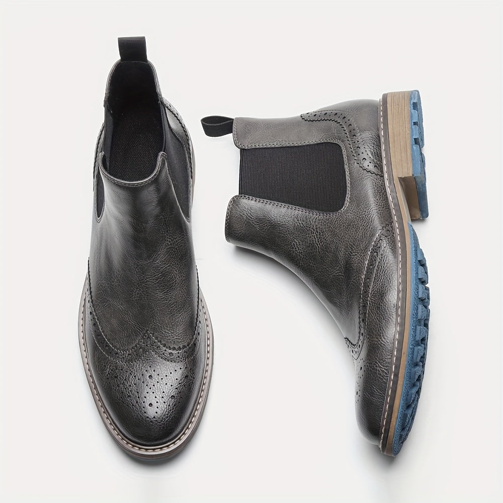Gelvorn | Herren Stiefeletten Chelsea Boots mit Broguing - Black - Image 12