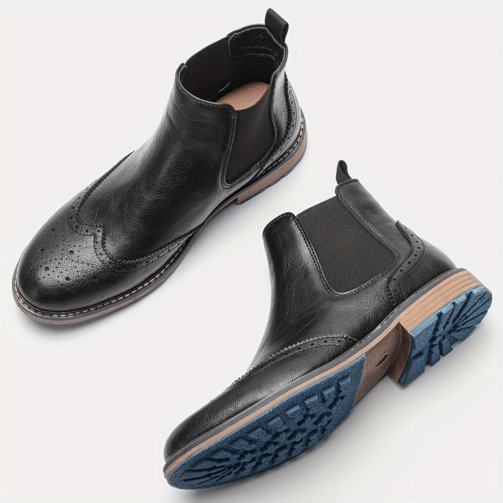 Gelvorn | Herren Stiefeletten Chelsea Boots mit Broguing - Black - Image 13