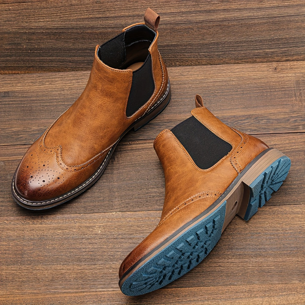 Gelvorn | Herren Stiefeletten Chelsea Boots mit Broguing - Black - Image 2