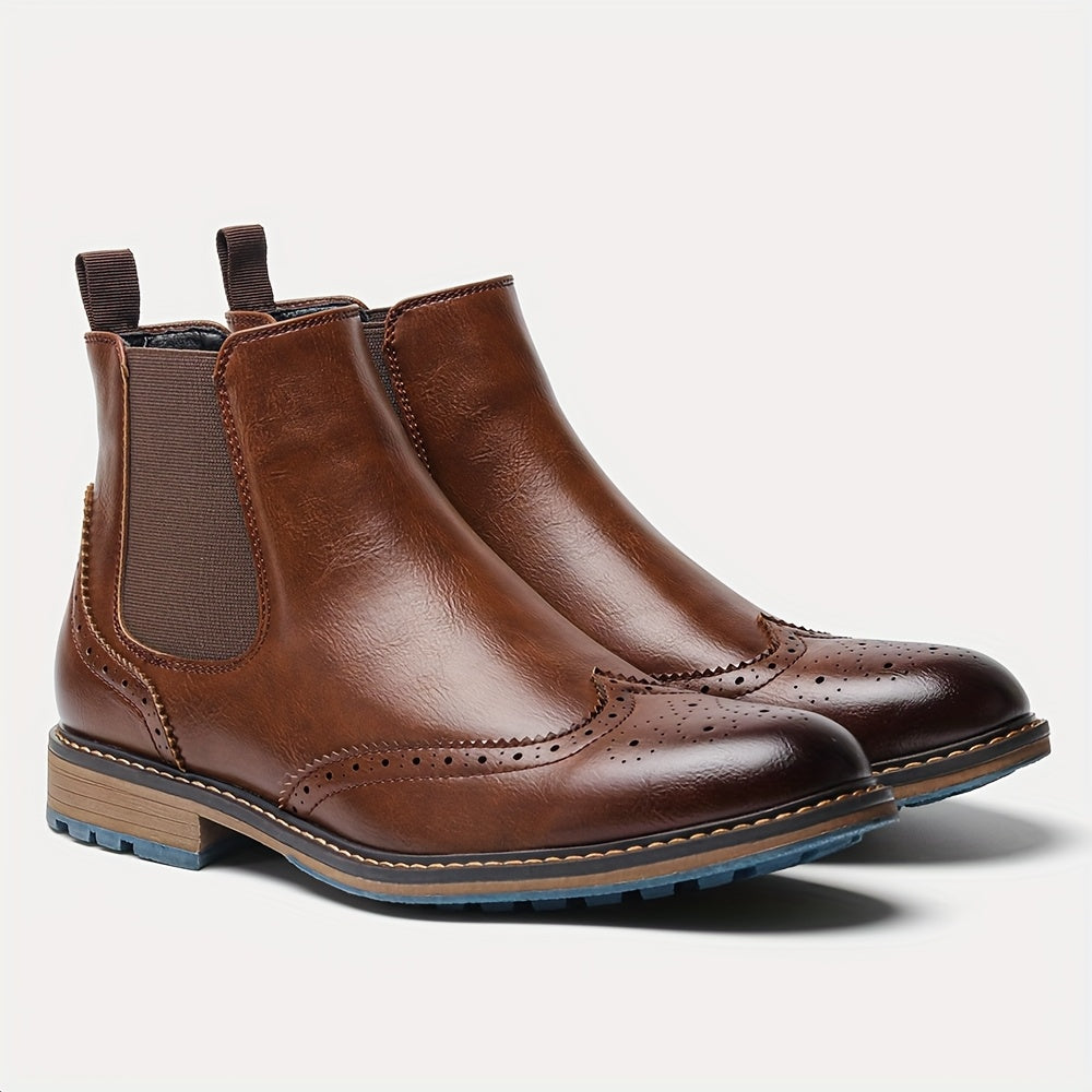 Gelvorn | Herren Stiefeletten Chelsea Boots mit Broguing - Black - Image 5