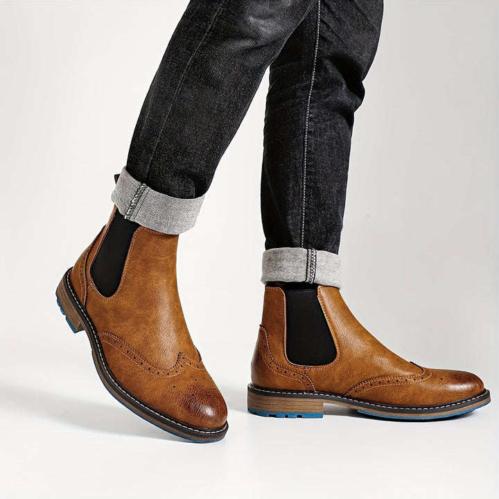 Gelvorn | Herren Stiefeletten Chelsea Boots mit Broguing - Black - Image 8