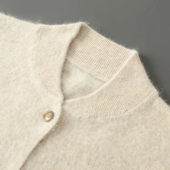 Gelvorna | Damen Strickjacke Rundhals Knopfleiste - Cream - Image 2