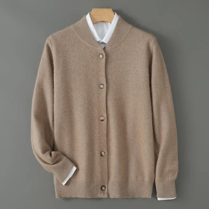 Gelvorna | Damen Strickjacke Rundhals Knopfleiste - Cream - Image 6