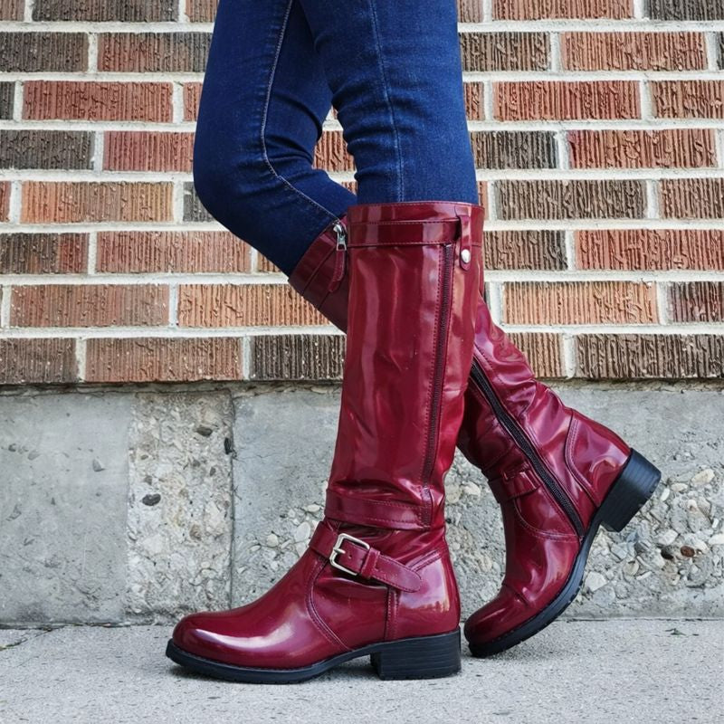 Gelvra | Damen Kniehohe Winterstiefel mit Schnalle - Image 1