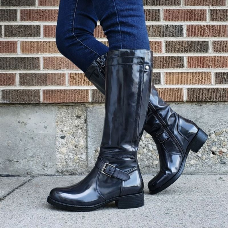 Gelvra | Damen Kniehohe Winterstiefel mit Schnalle - Image 2