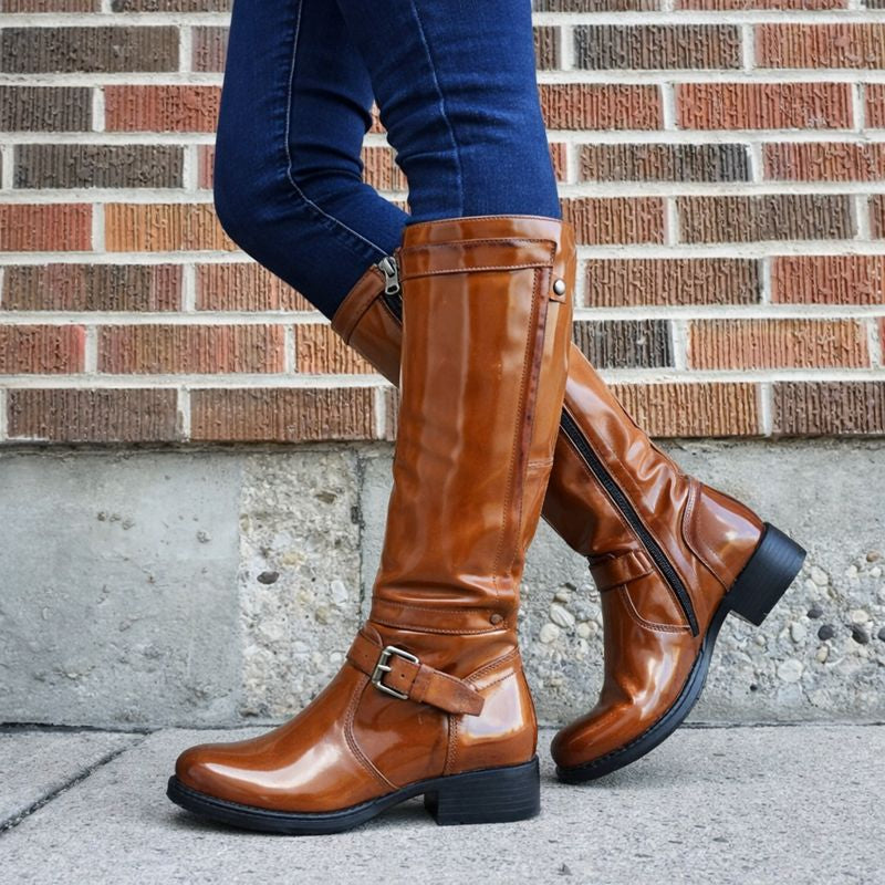 Gelvra | Damen Kniehohe Winterstiefel mit Schnalle - Image 3