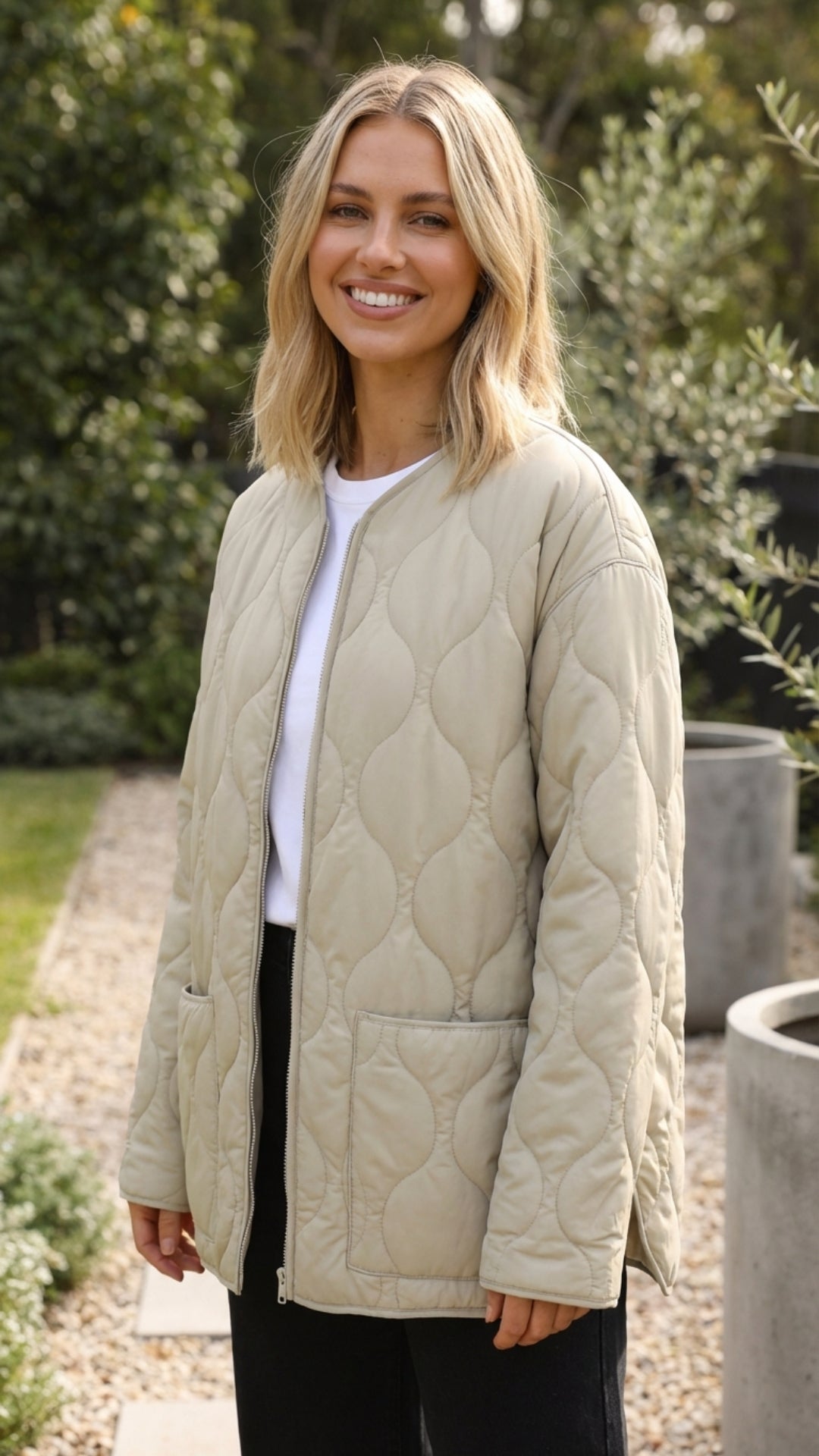 Gerda | Damen Stepp-Winterjacke Leicht - Beige - Image 1