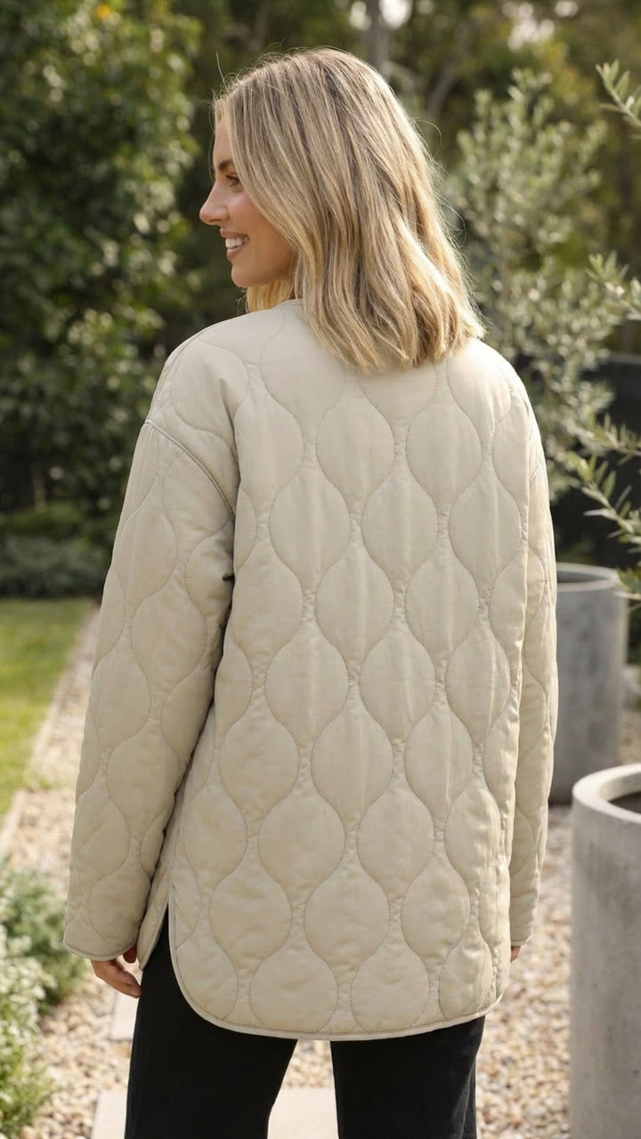 Gerda | Damen Stepp-Winterjacke Leicht - Beige - Image 3