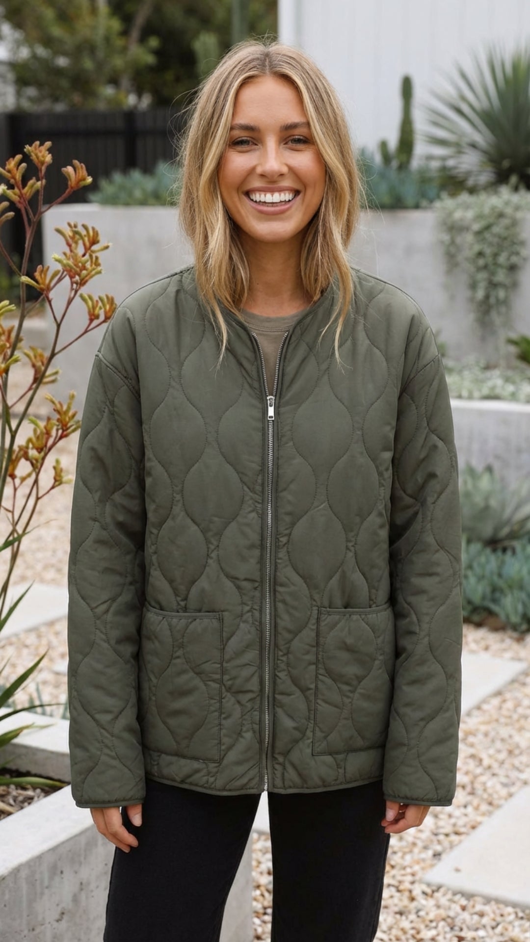 Gerda | Damen Stepp-Winterjacke Leicht - Beige - Image 5