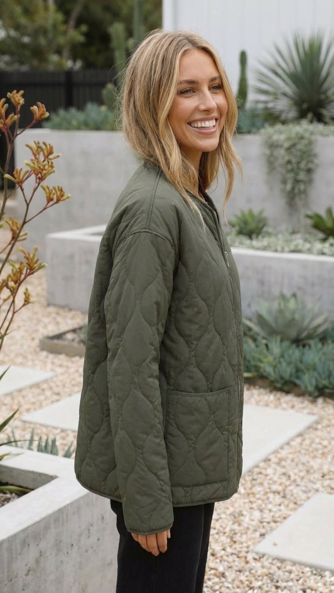 Gerda | Damen Stepp-Winterjacke Leicht - Beige - Image 6
