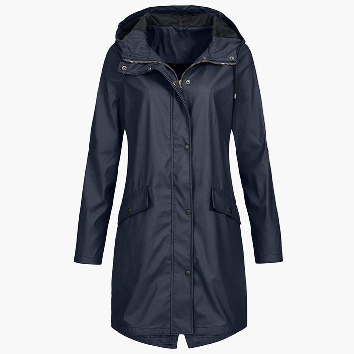 Gerdwyn | Damen Langer Kapuzen-Regenmantel Wasserabweisend - Navy - Image 1