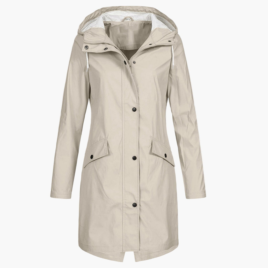 Gerdwyn | Damen Langer Kapuzen-Regenmantel Wasserabweisend - Navy - Image 2