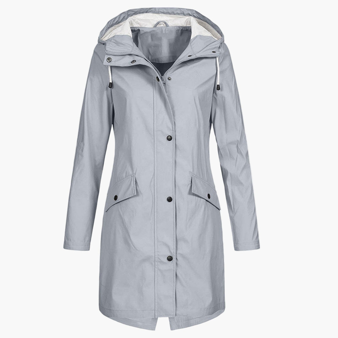 Gerdwyn | Damen Langer Kapuzen-Regenmantel Wasserabweisend - Navy - Image 3