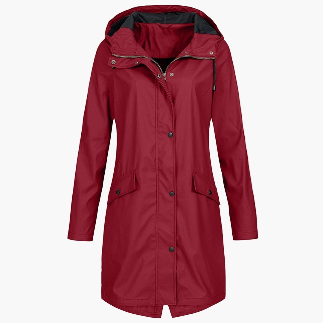 Gerdwyn | Damen Langer Kapuzen-Regenmantel Wasserabweisend - Navy - Image 4