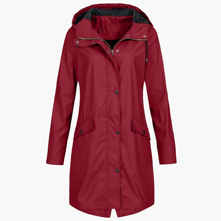 Gerdwyn | Damen Langer Kapuzen-Regenmantel Wasserabweisend - Navy - Image 4