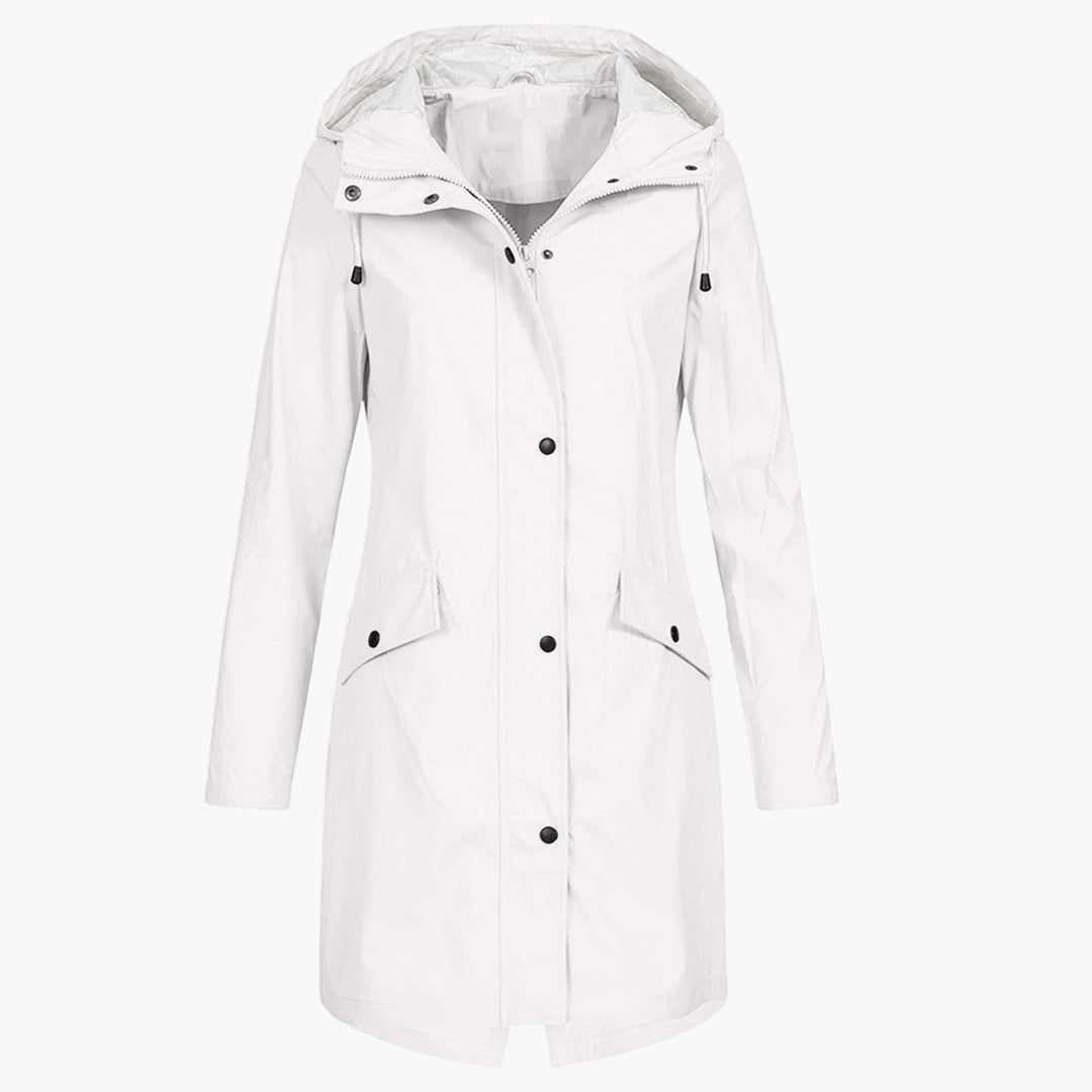 Gerdwyn | Damen Langer Kapuzen-Regenmantel Wasserabweisend - Navy - Image 5