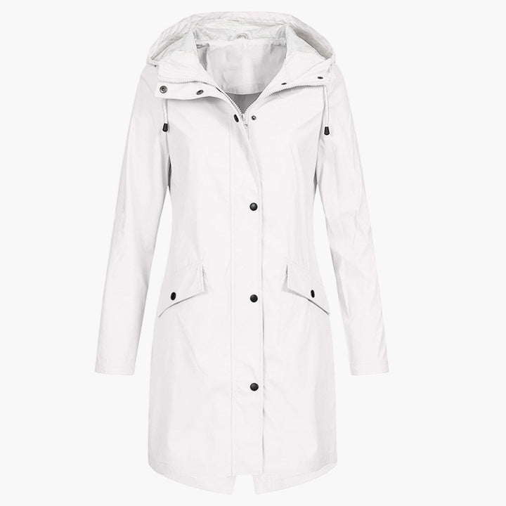 Gerdwyn | Damen Langer Kapuzen-Regenmantel Wasserabweisend - Navy - Image 5