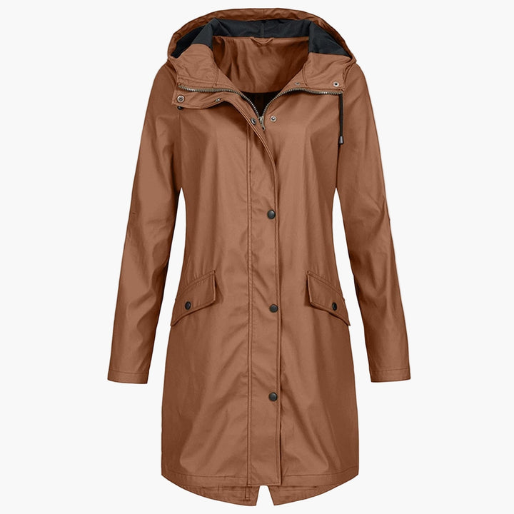 Gerdwyn | Damen Langer Kapuzen-Regenmantel Wasserabweisend - Navy - Image 7