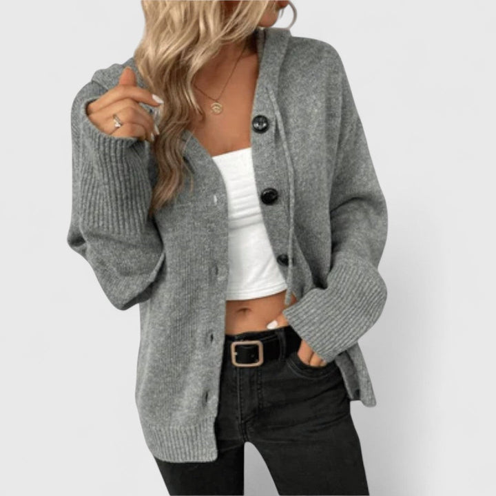 Gerlana | Damen Strickjacke mit Kapuze Relaxed Fit - Image 3