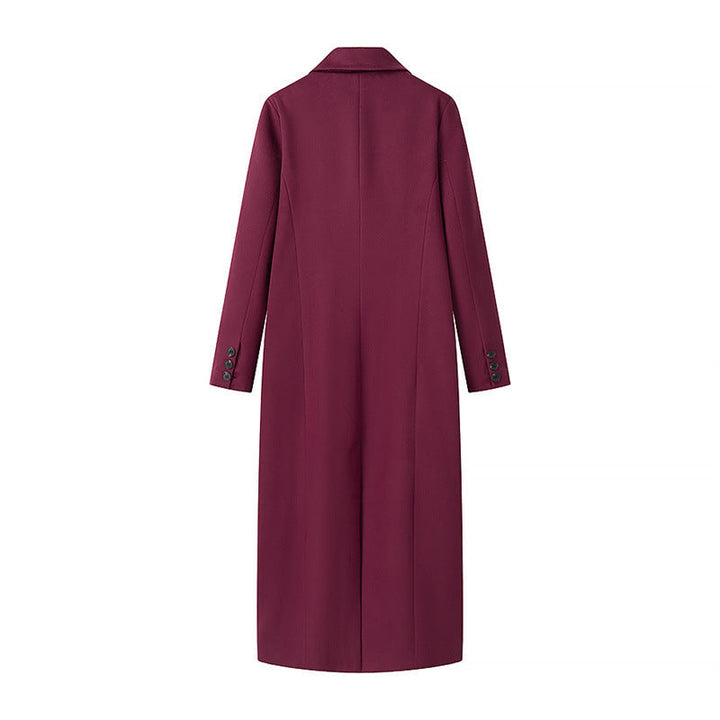 Gerlind | Damen Langer Wintermantel Doppelreihig - Burgundy - Image 2