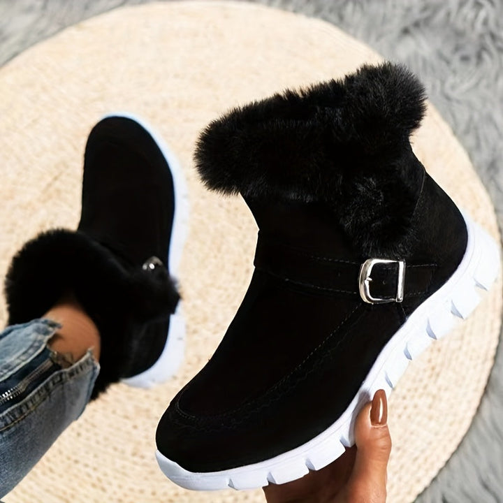Gerlwin | Damen Stiefeletten Winterboots mit Fellrand - Black - Image 1