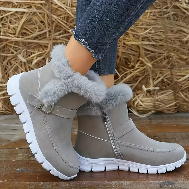 Gerlwin | Damen Stiefeletten Winterboots mit Fellrand - Black - Image 2