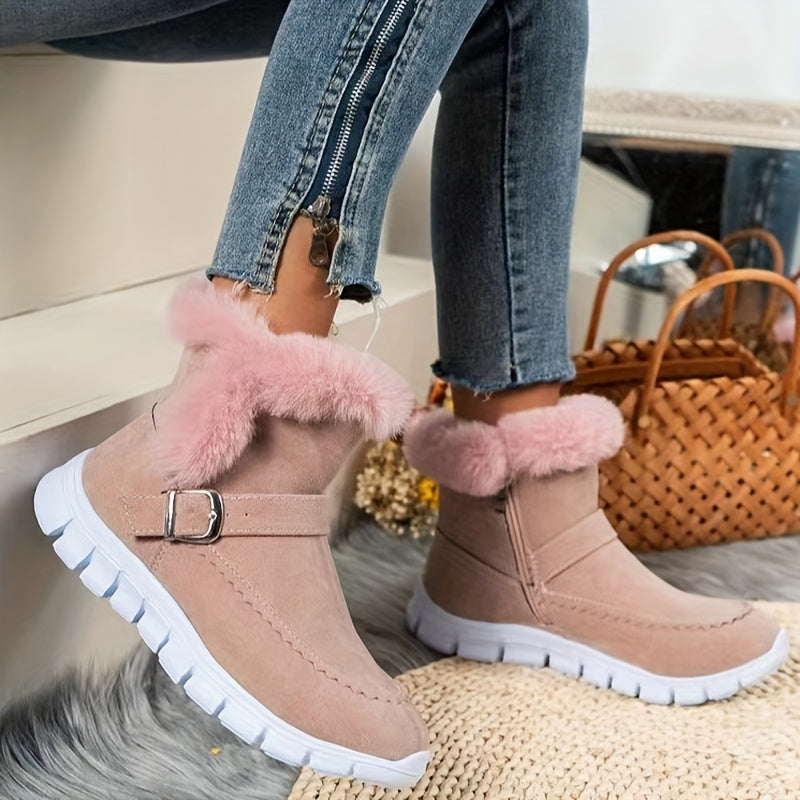 Gerlwin | Damen Stiefeletten Winterboots mit Fellrand - Black - Image 3