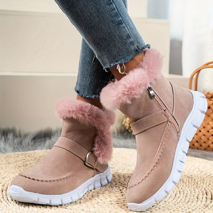 Gerlwin | Damen Stiefeletten Winterboots mit Fellrand - Black - Image 4