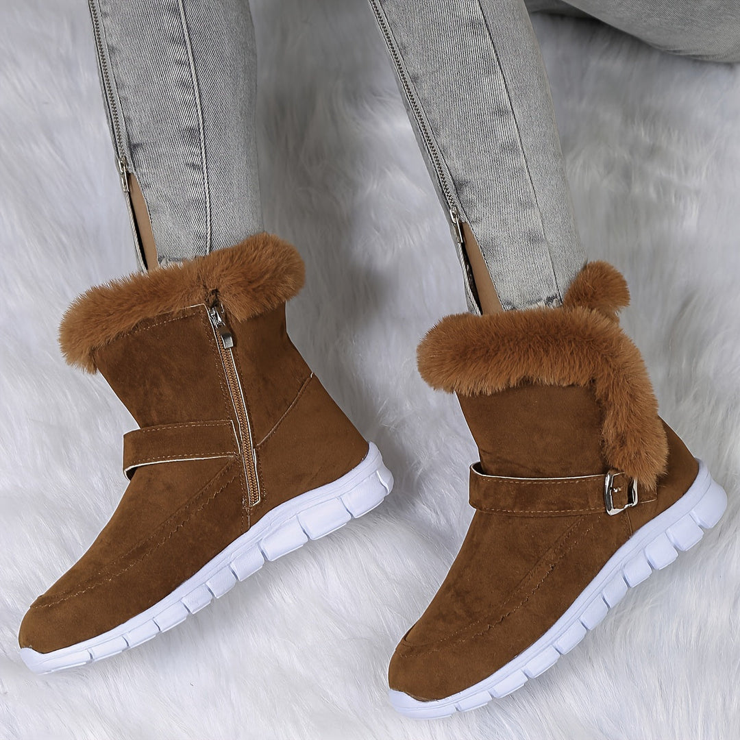 Gerlwin | Damen Stiefeletten Winterboots mit Fellrand - Black - Image 6