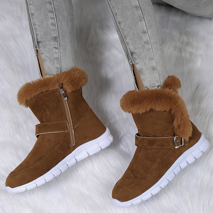 Gerlwin | Damen Stiefeletten Winterboots mit Fellrand - Black - Image 6