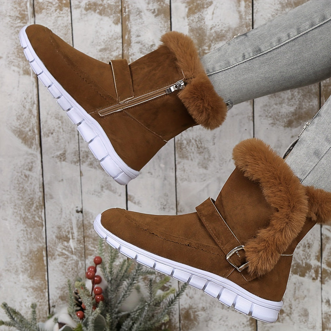 Gerlwin | Damen Stiefeletten Winterboots mit Fellrand - Black - Image 7