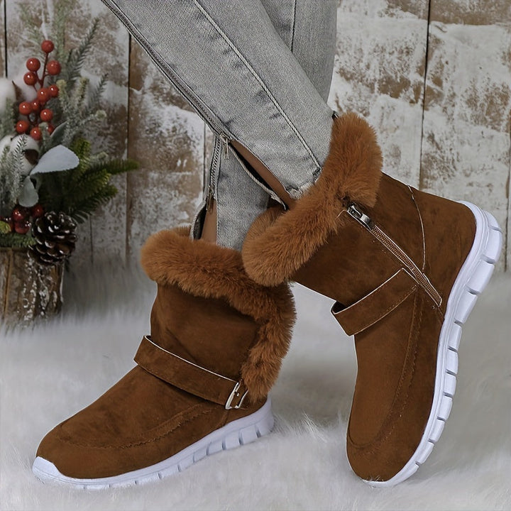 Gerlwin | Damen Stiefeletten Winterboots mit Fellrand - Black - Image 9
