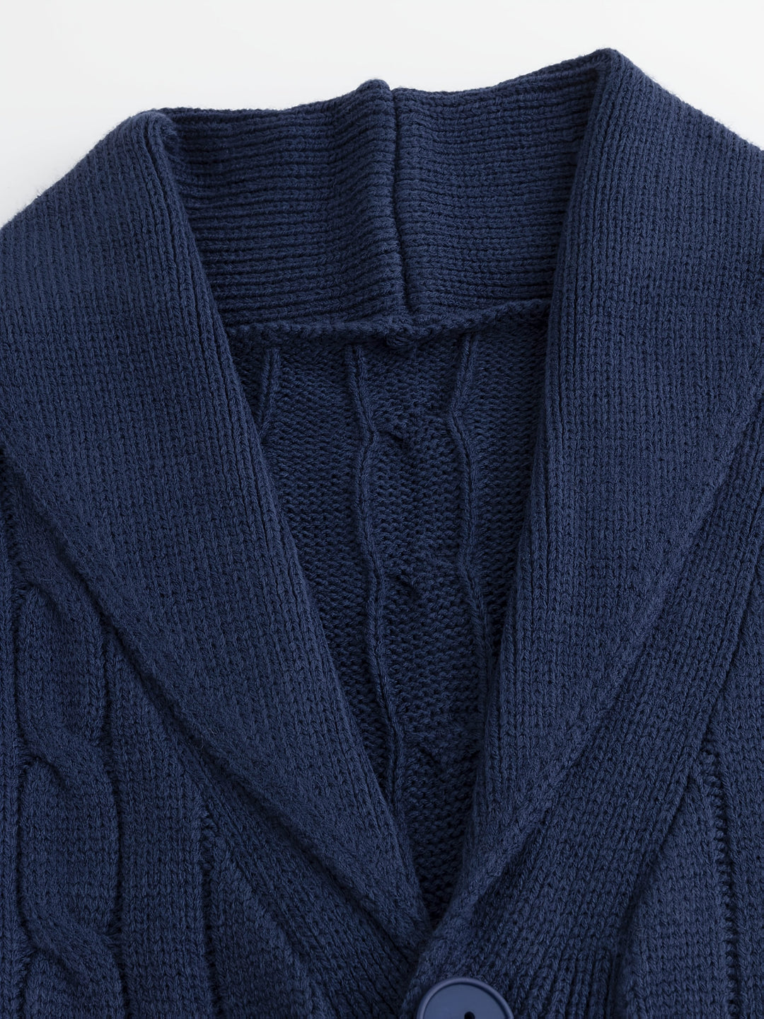 Gervand | Herren Strickjacke Schalkragen Zopfmuster - Navy - Image 2