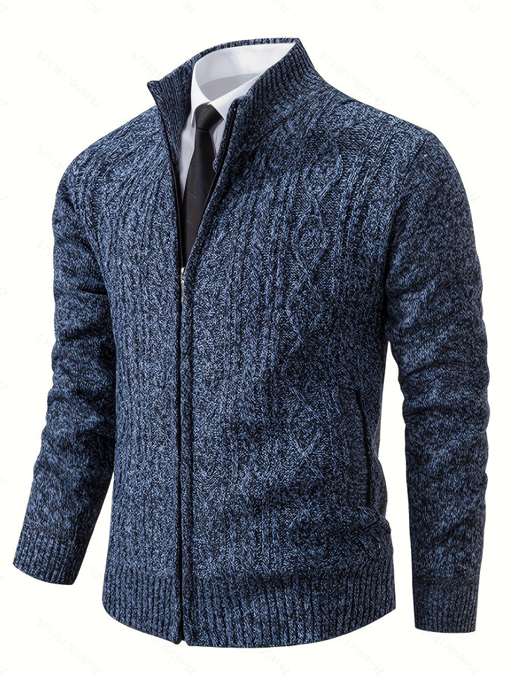 Gervold | Herren Strickjacke Reißverschluss Zopfmuster - Black - Image 13