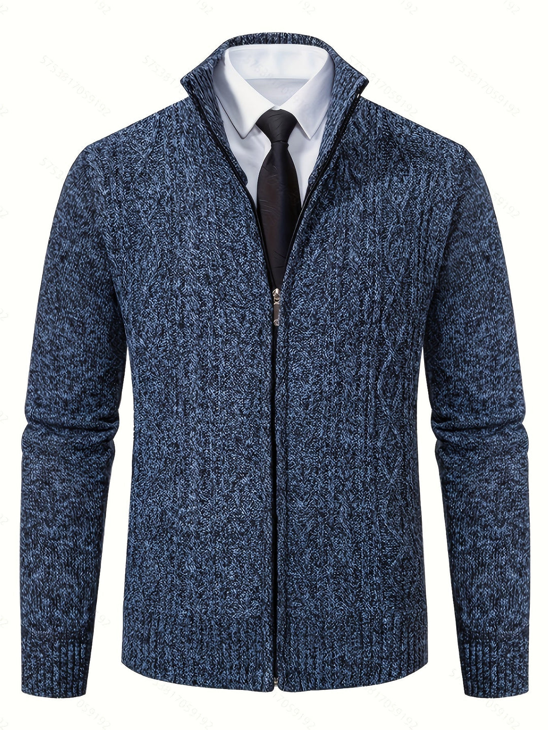 Gervold | Herren Strickjacke Reißverschluss Zopfmuster - Black - Image 14