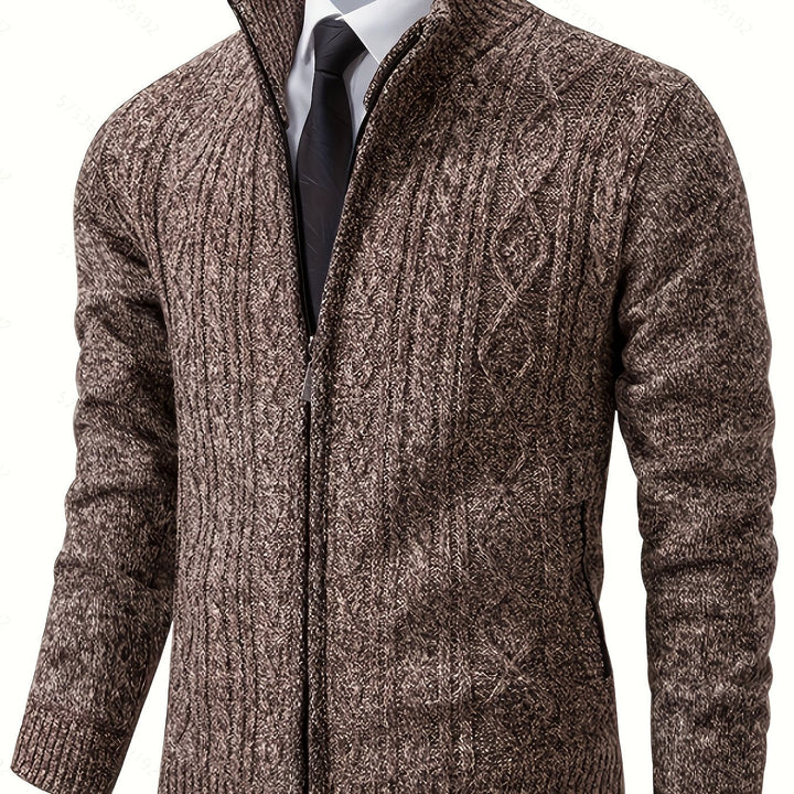 Gervold | Herren Strickjacke Reißverschluss Zopfmuster - Black - Image 18