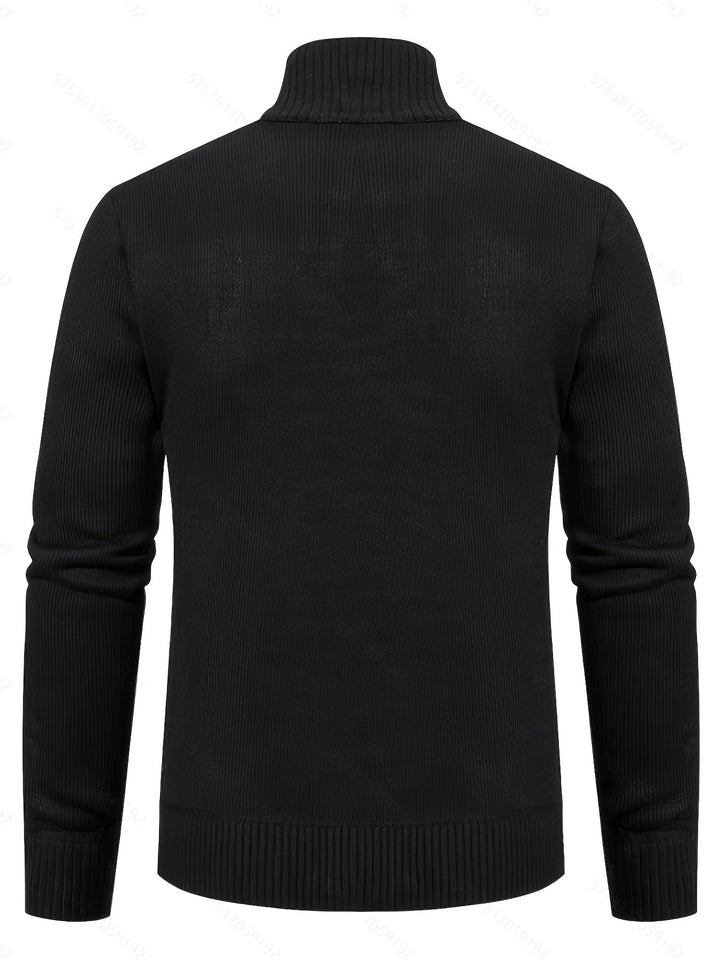 Gervold | Herren Strickjacke Reißverschluss Zopfmuster - Black - Image 2