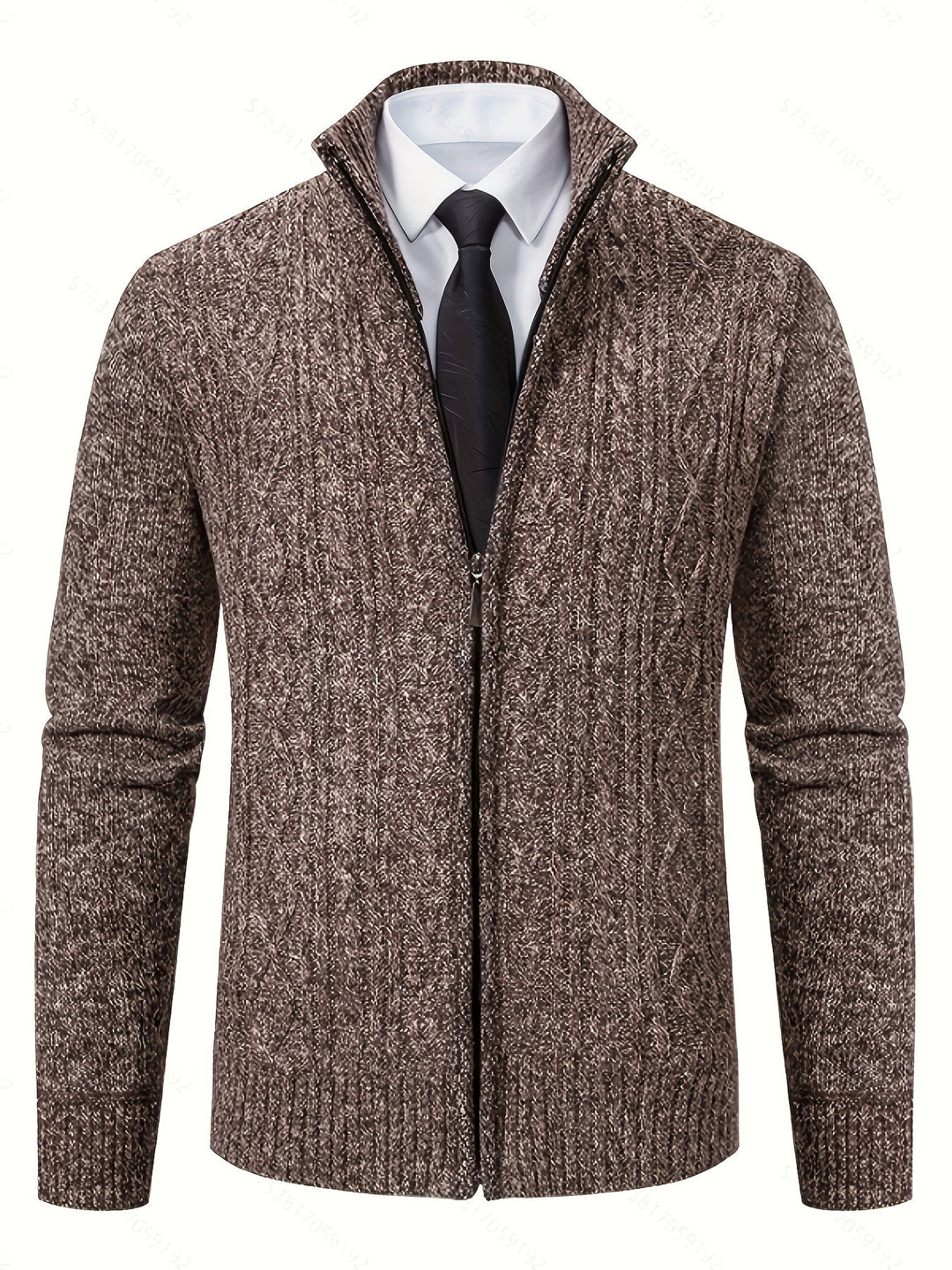Gervold | Herren Strickjacke Reißverschluss Zopfmuster - Black - Image 20