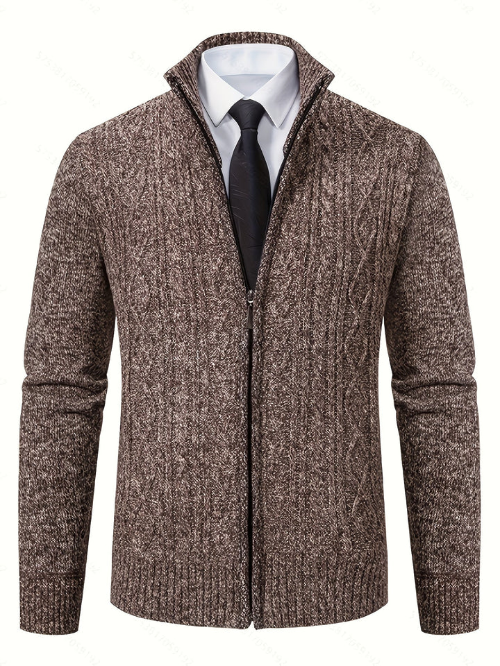 Gervold | Herren Strickjacke Reißverschluss Zopfmuster - Black - Image 20