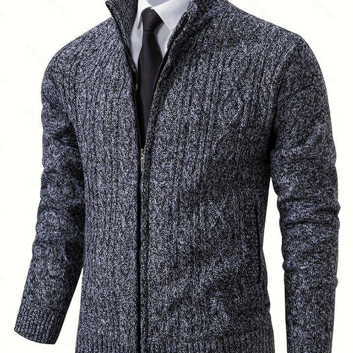 Gervold | Herren Strickjacke Reißverschluss Zopfmuster - Black - Image 24