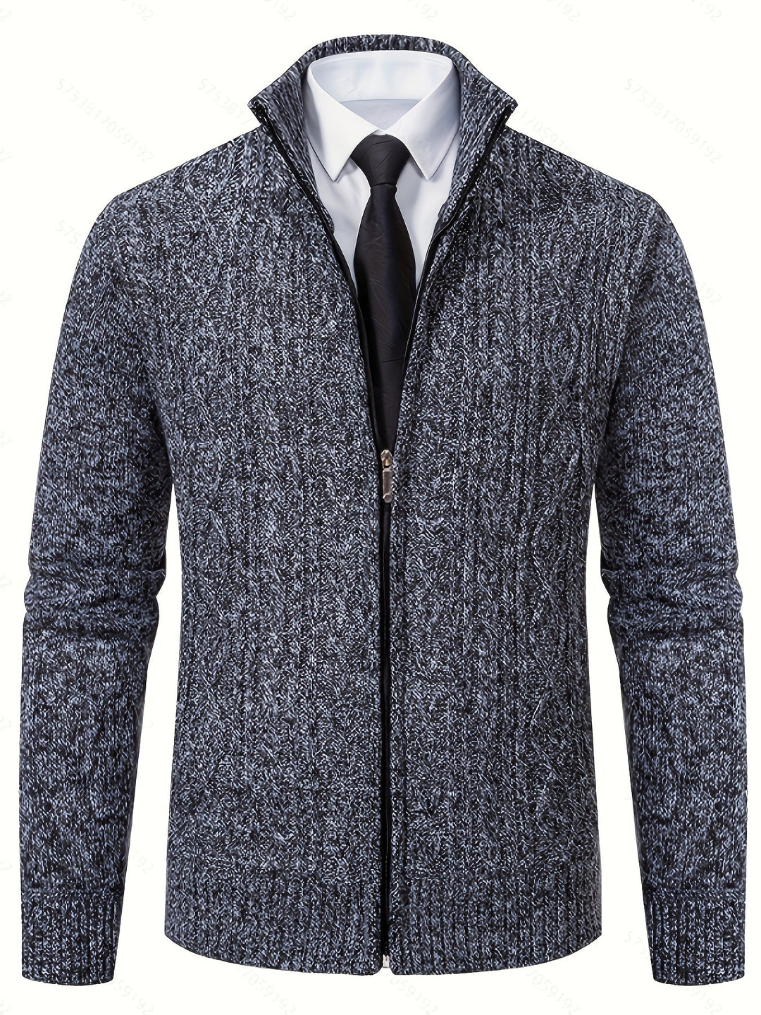 Gervold | Herren Strickjacke Reißverschluss Zopfmuster - Black - Image 26
