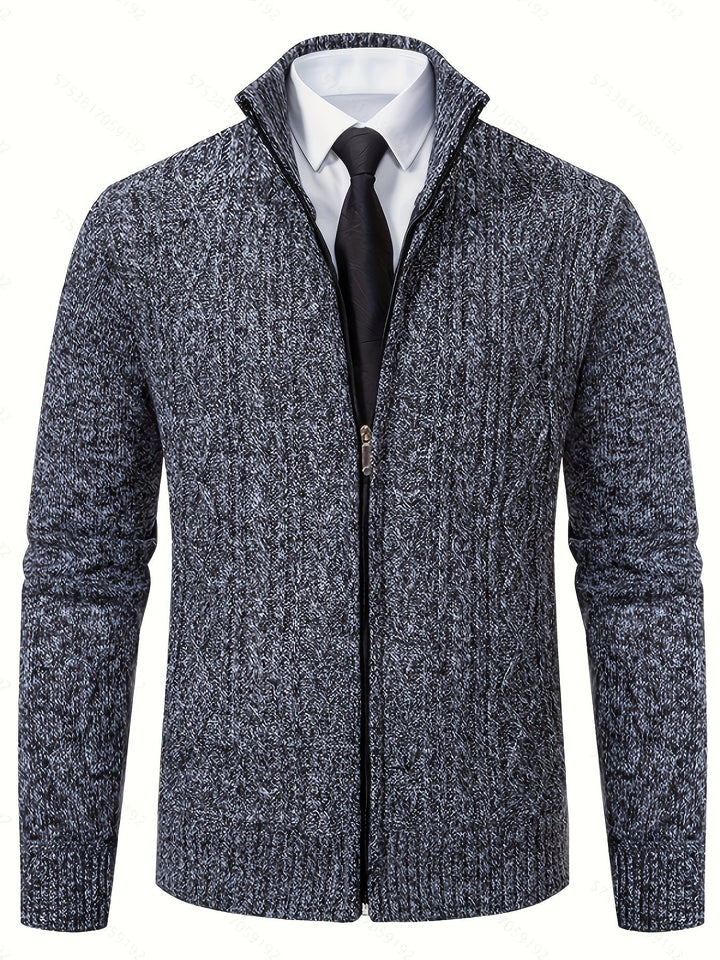 Gervold | Herren Strickjacke Reißverschluss Zopfmuster - Black - Image 26