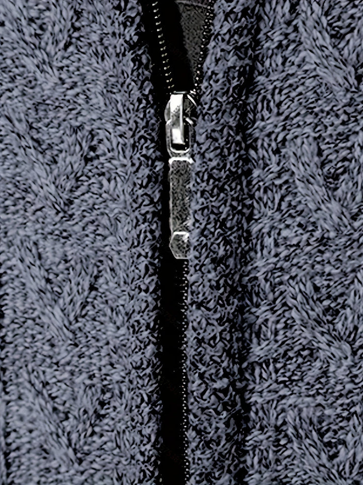 Gervold | Herren Strickjacke Reißverschluss Zopfmuster - Black - Image 28
