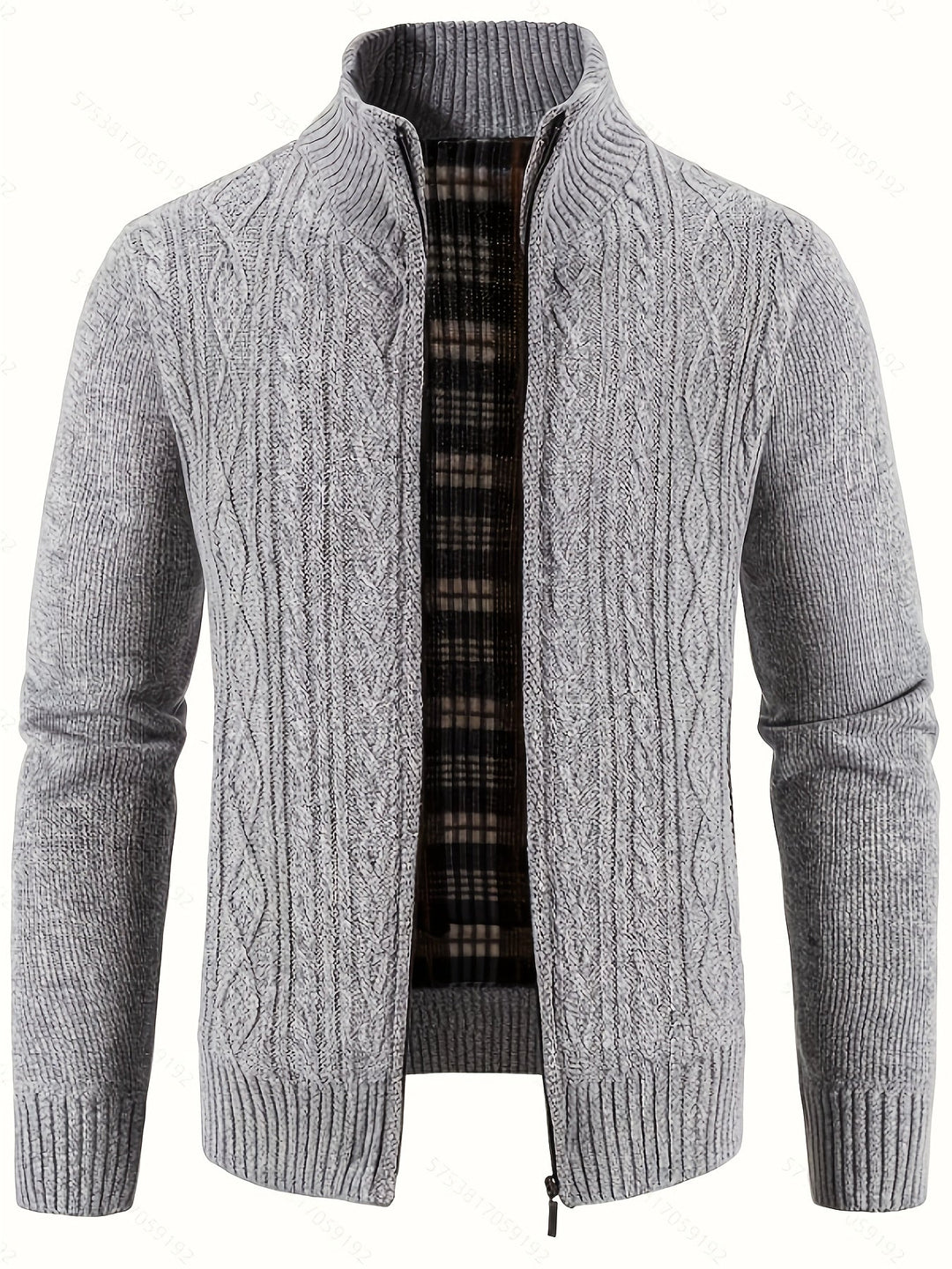 Gervold | Herren Strickjacke Reißverschluss Zopfmuster - Black - Image 8