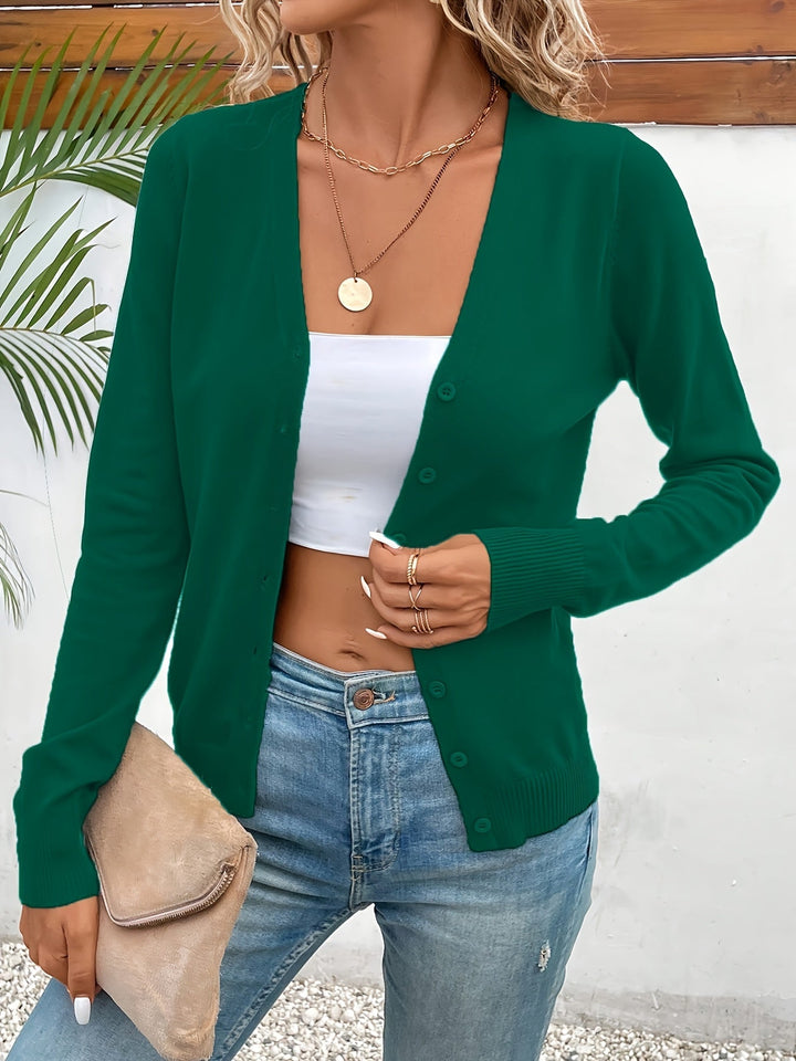 Golvana | Damen Strickjacke mit Knopfleiste - Green - Image 1
