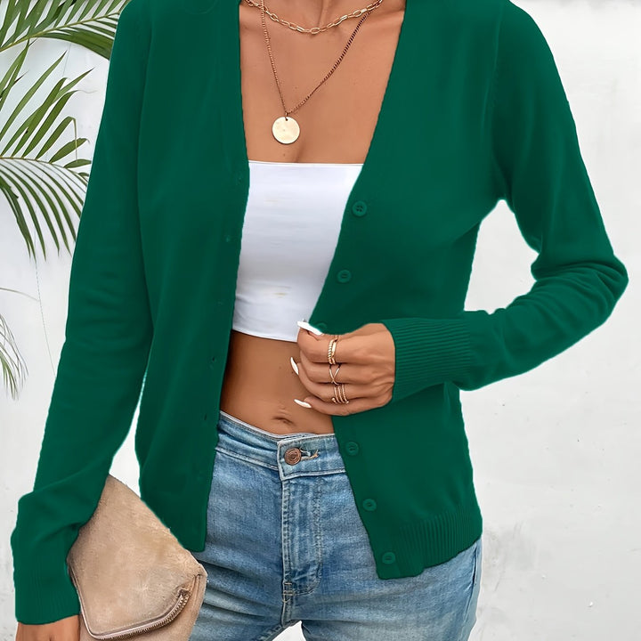 Golvana | Damen Strickjacke mit Knopfleiste - Green - Image 20