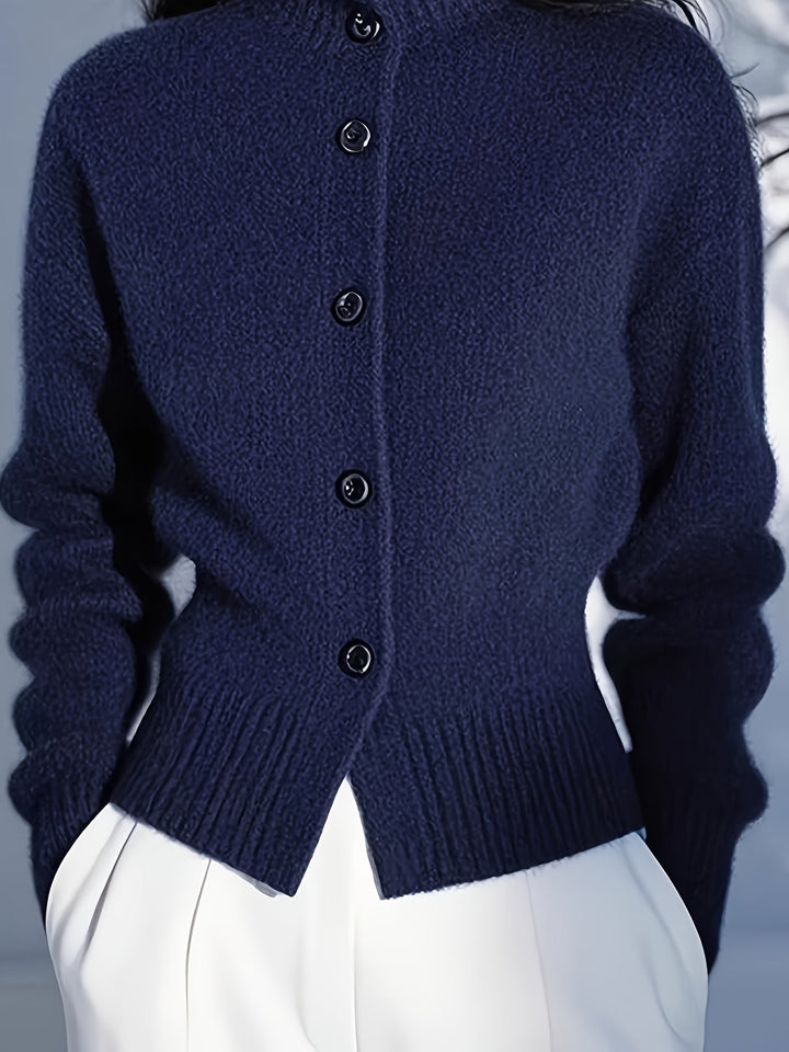 Golvane | Damen Strickjacke Stehkragen Knopfleiste - Red - Image 10